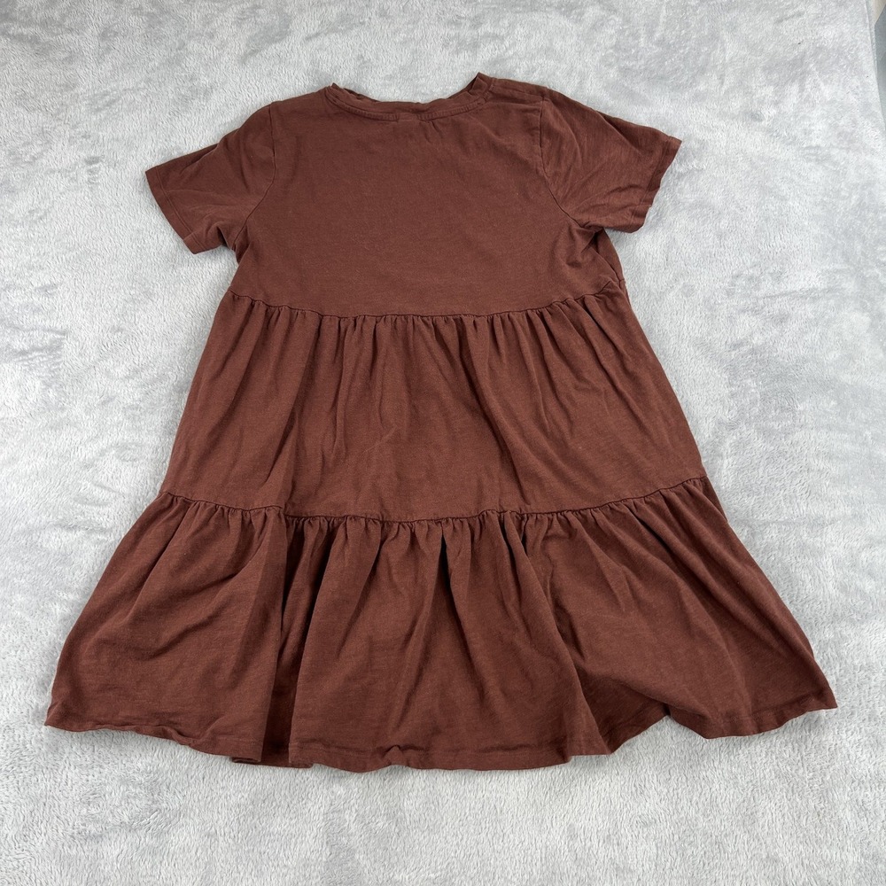 Old Navy Tiered Babydoll Mini Dress Women's M Brown Boho Short Sleeve Casual